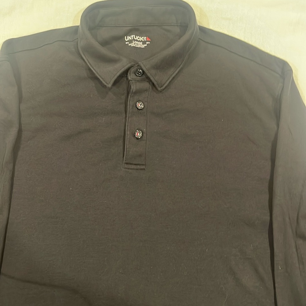 06180 UNTUCKit Mens Size L Black 100% Cotton Long Sleeve Damaschino long sleeve